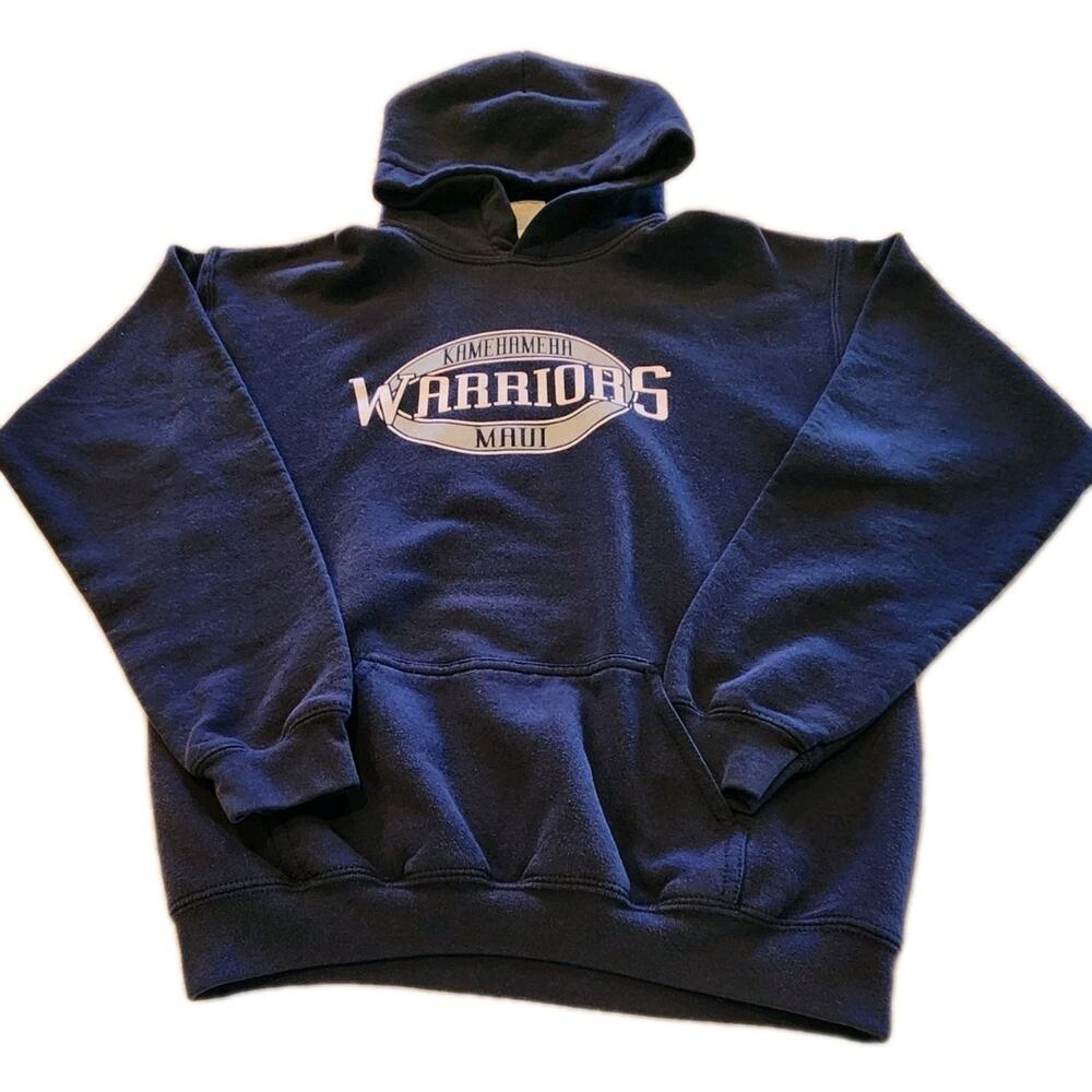 Kamehameha Hawaii Maui School Warriors Hoodie Sweatshirt Navy Blue Small Y2K